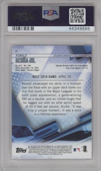 Ronald Acuna Jr. from the 2018 Bowman’s Best set graded by PSA and given an overall grade of 10.