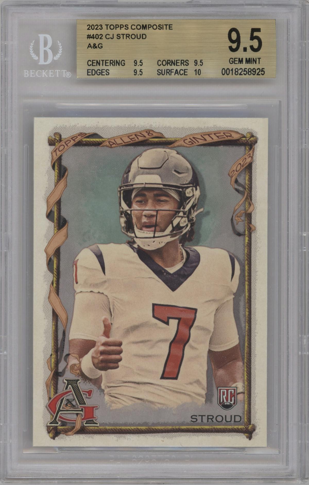 CJ Stroud from the 2023 Topps Composite set graded by Beckett and given an overall grade of 9.5.
