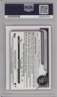 Bairon Ledesma from the 2024 Bowman Chrome set featuring a Orange Shimmer Refractor parallel graded by PSA and given an overall grade of 9.