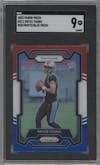 Bryce Young from the 2023 Panini Prizm set featuring a Red/White/Blue parallel graded by SGC and given an overall grade of 9.