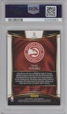 Trae Young from the 2018-19 Panini Select  set featuring a Light Blue Prizm parallel graded by PSA and given an overall grade of 9.