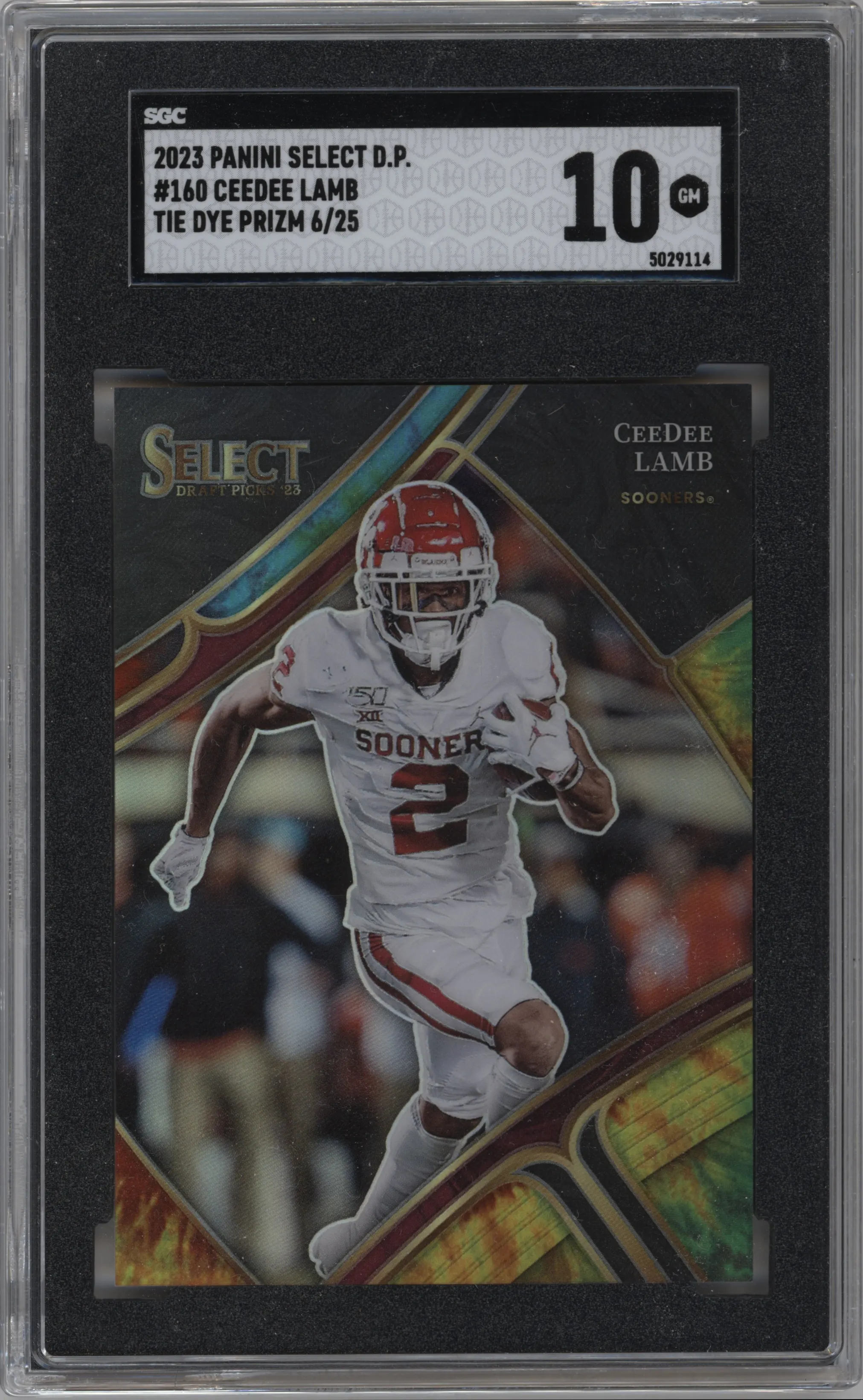 2023 Panini Select Draft Picks Field Lvl. CeeDee Lamb Tie-Dye #160 SGC 10