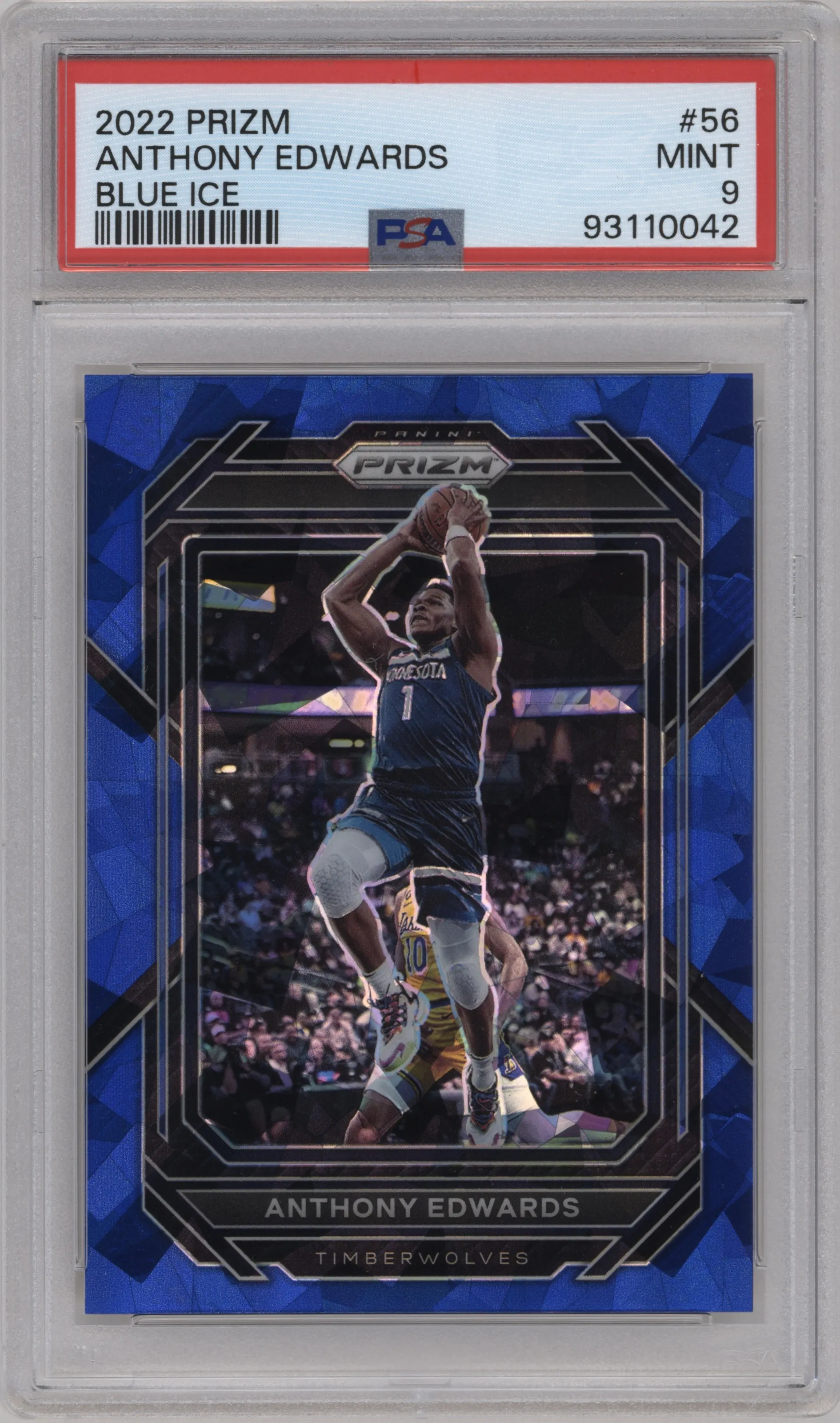 2022 Panini Prizm Anthony Edwards Blue Ice #56 PSA 9