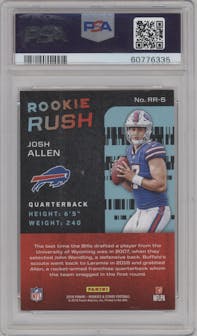Josh Allen from the 2018 Panini Rookies & Stars set graded by PSA and given an overall grade of 9.