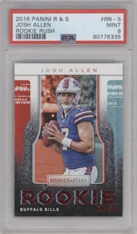 Josh Allen from the 2018 Panini Rookies & Stars set graded by PSA and given an overall grade of 9.