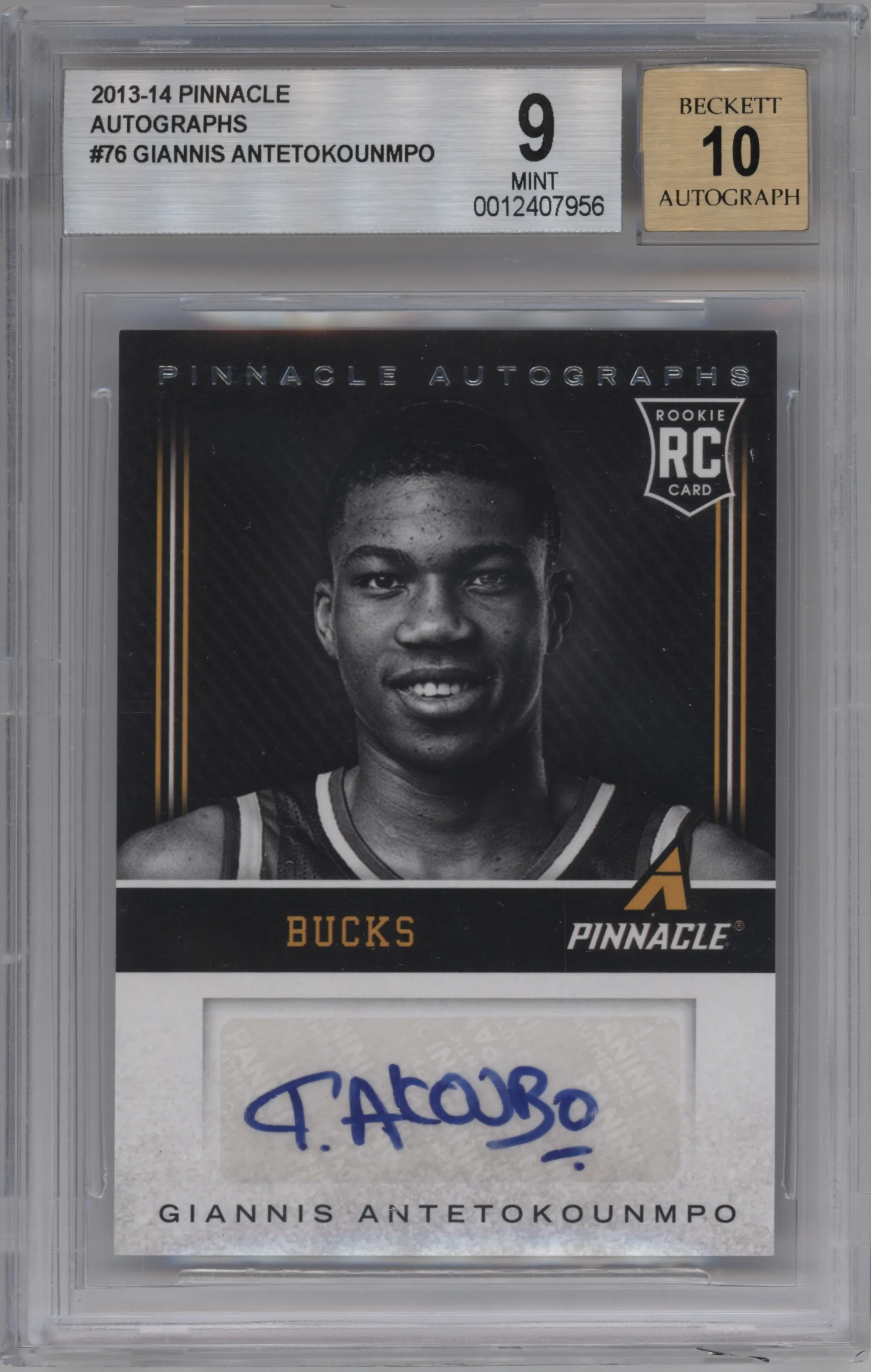 2013 Panini Pinnacle Auto Giannis Antetokounmpo #76 BGS 9