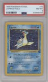 Lapras from the 1999 Pokemon set graded by PSA and given an overall grade of 8.
