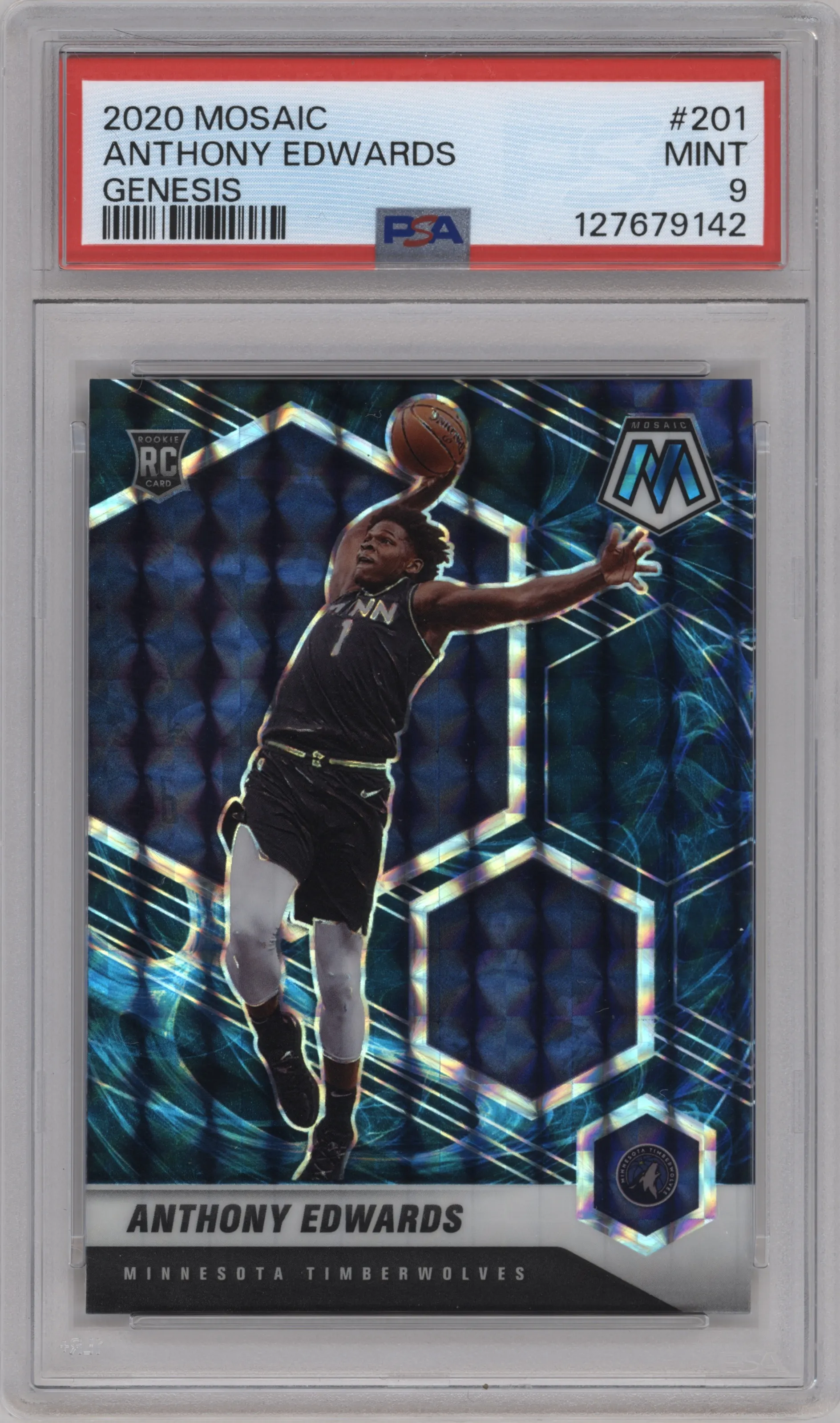 2020 Panini Mosaic Anthony Edwards Genesis #201 PSA 9