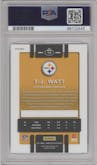 T.J. Watt from the 2017 Panini Donruss Optic set featuring a Holo parallel graded by PSA and given an overall grade of 9.