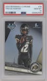 Travis Hunter  from the 2023 Bowman Chrome University set graded by PSA and given an overall grade of 10.