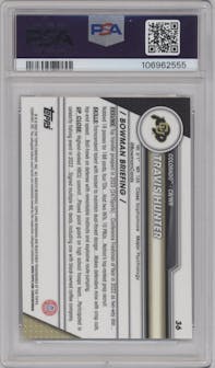 Travis Hunter  from the 2023 Bowman Chrome University set graded by PSA and given an overall grade of 10.
