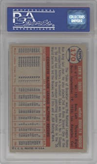Duke Snider from the 1957 Topps set graded by PSA and given an overall grade of 8.