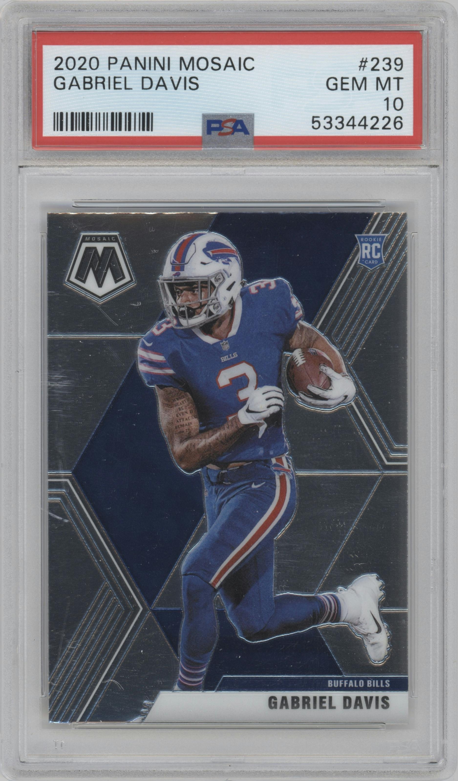 Gabriel Davis from the 2020 Panini Mosaic set graded by PSA and given an overall grade of 10.