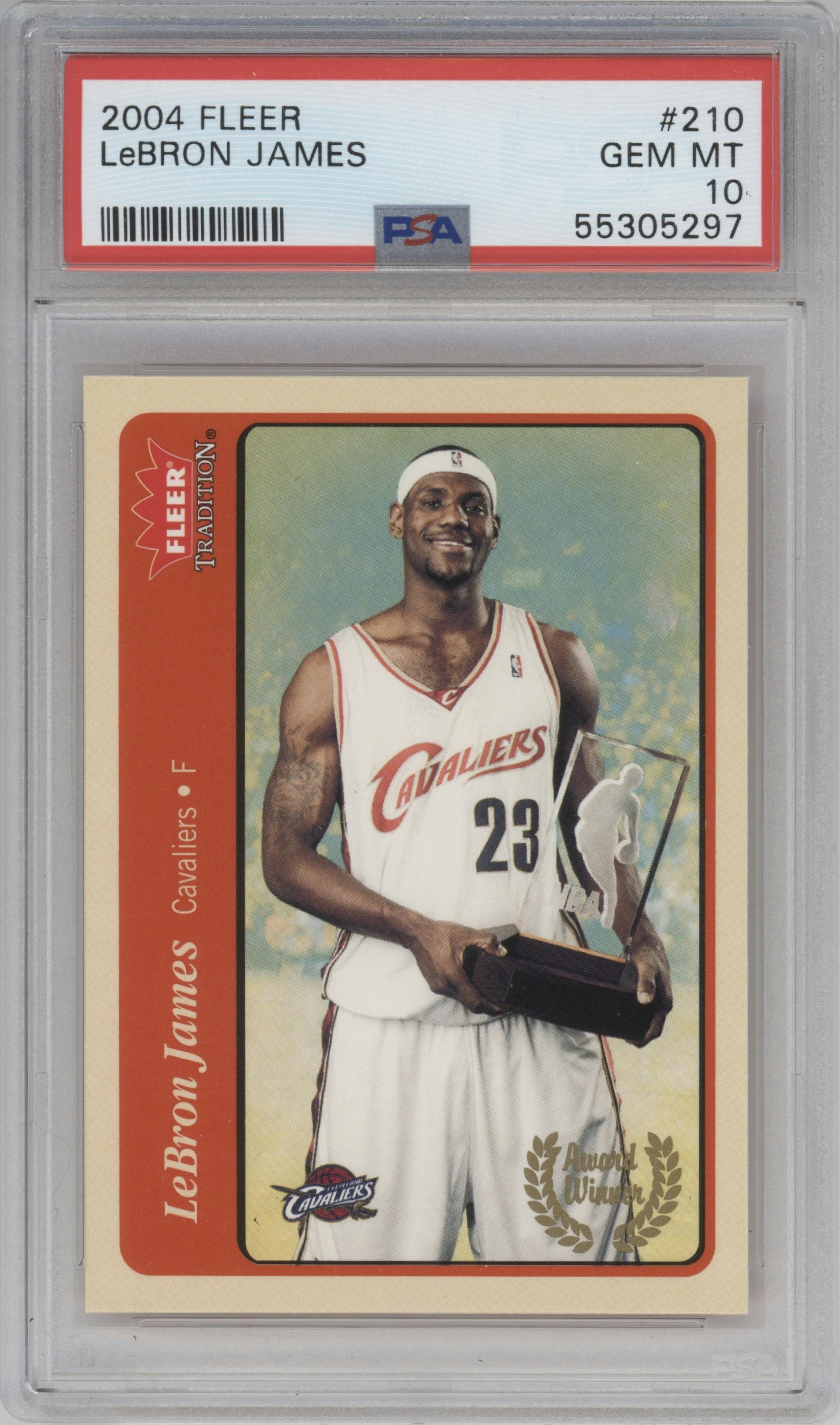 LeBron James from the 2004-05 Fleer Tradition  set graded by PSA and given an overall grade of 10.