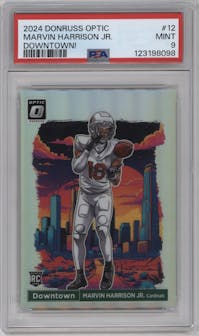 Marvin Harrison Jr. from the 2024 Donruss Optic set graded by PSA and given an overall grade of 9.