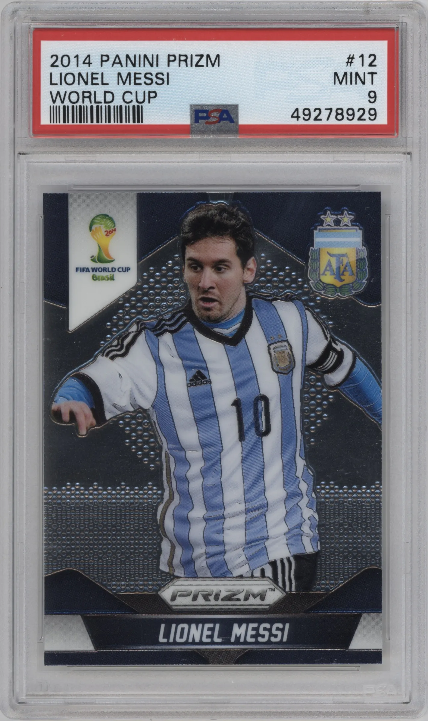 2014 Panini Prizm World Cup Argentina Lionel Messi PSA 9