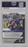 Lamar Jackson from the 2018 Panini Prizm set graded by PSA and given an overall grade of 9.