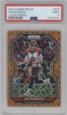 Joe Burrow from the 2020 Panini Prizm set featuring a Lazer parallel graded by PSA and given an overall grade of 9.