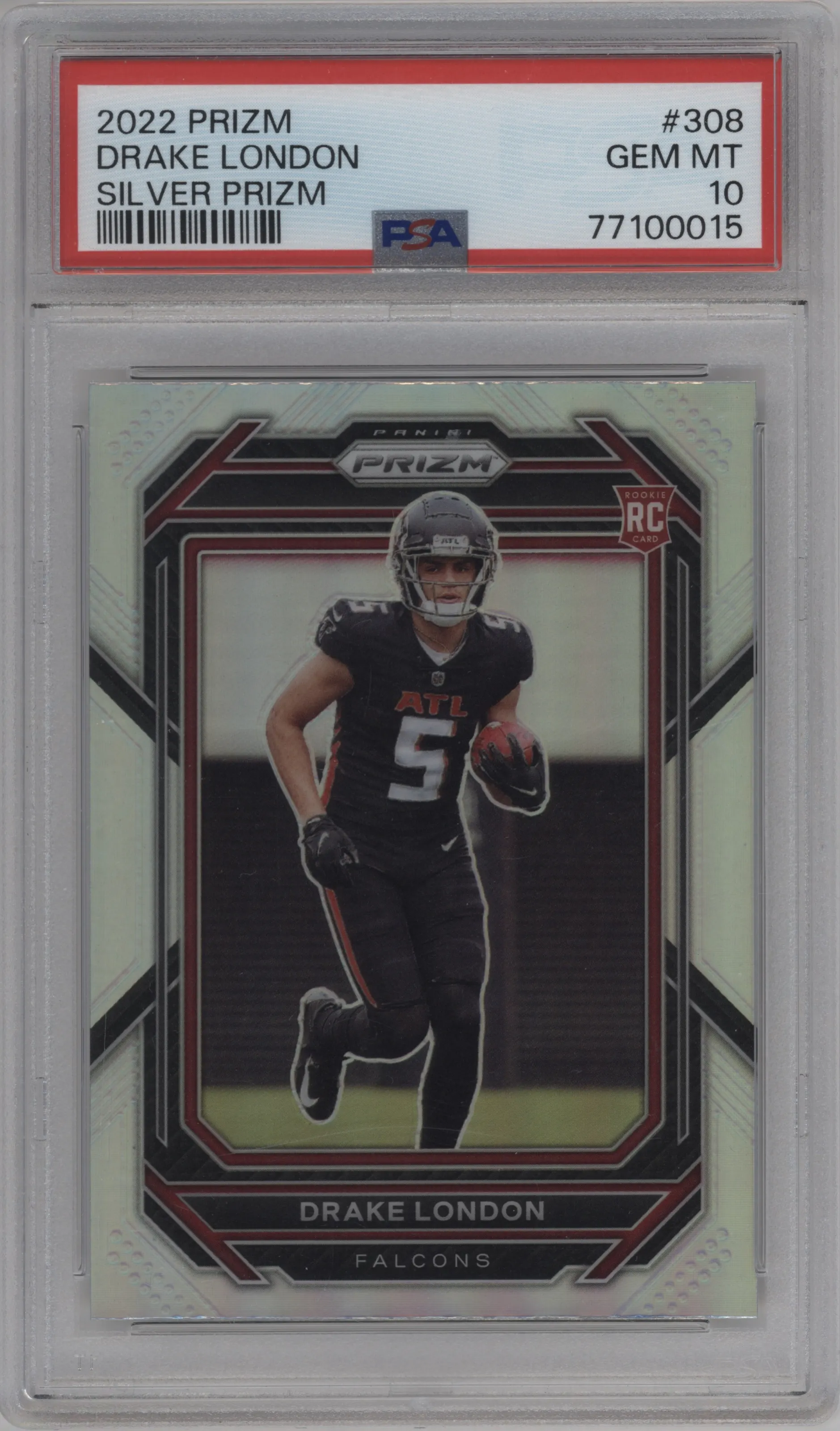 2022 Panini Prizm Drake London Silver Prizm #308 PSA 10