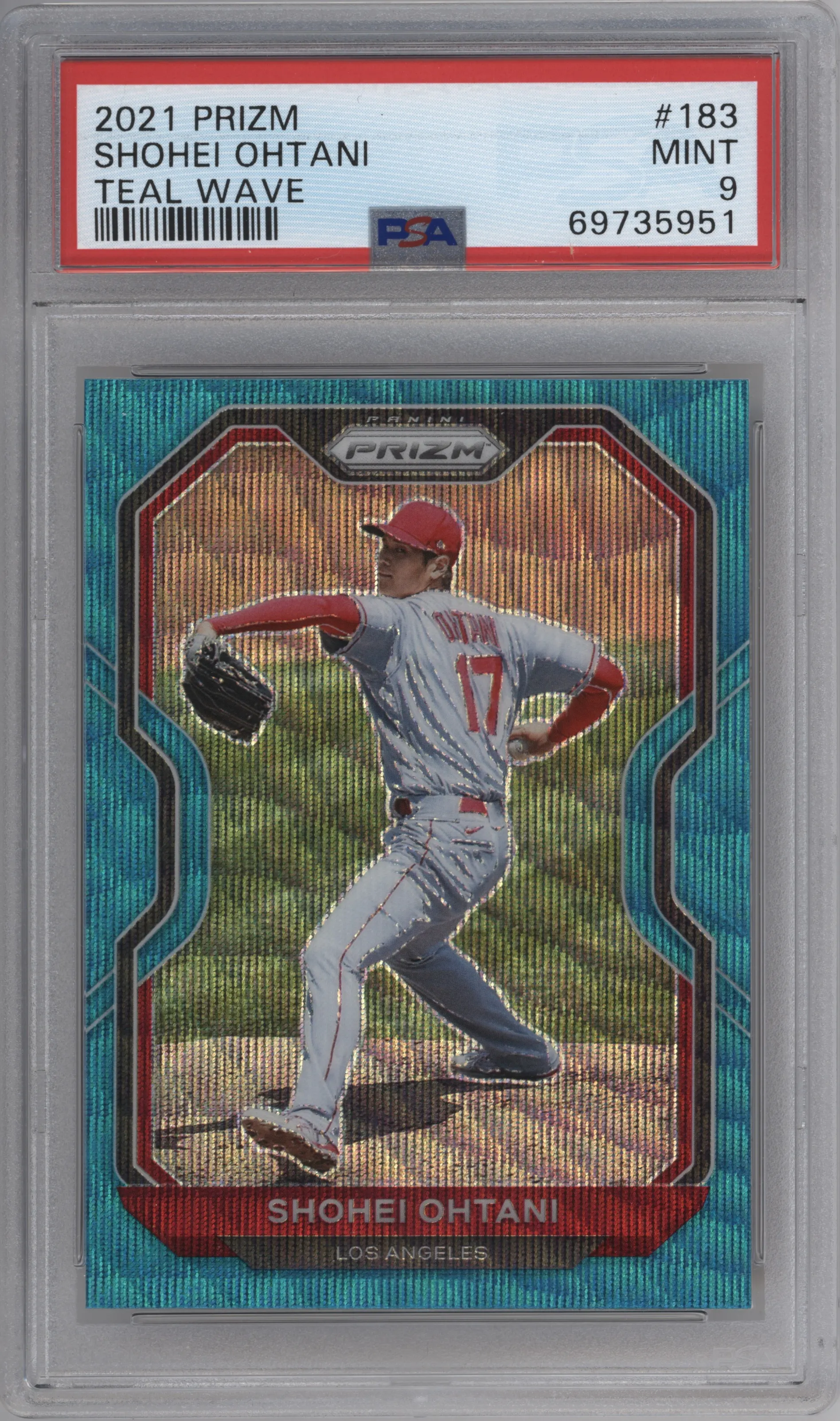 2021 Panini Prizm Shohei Ohtani Teal Wave #183 PSA 9