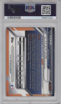 Pete Alonso from the 2016 Bowman Draft set graded by PSA and given an overall grade of 10.