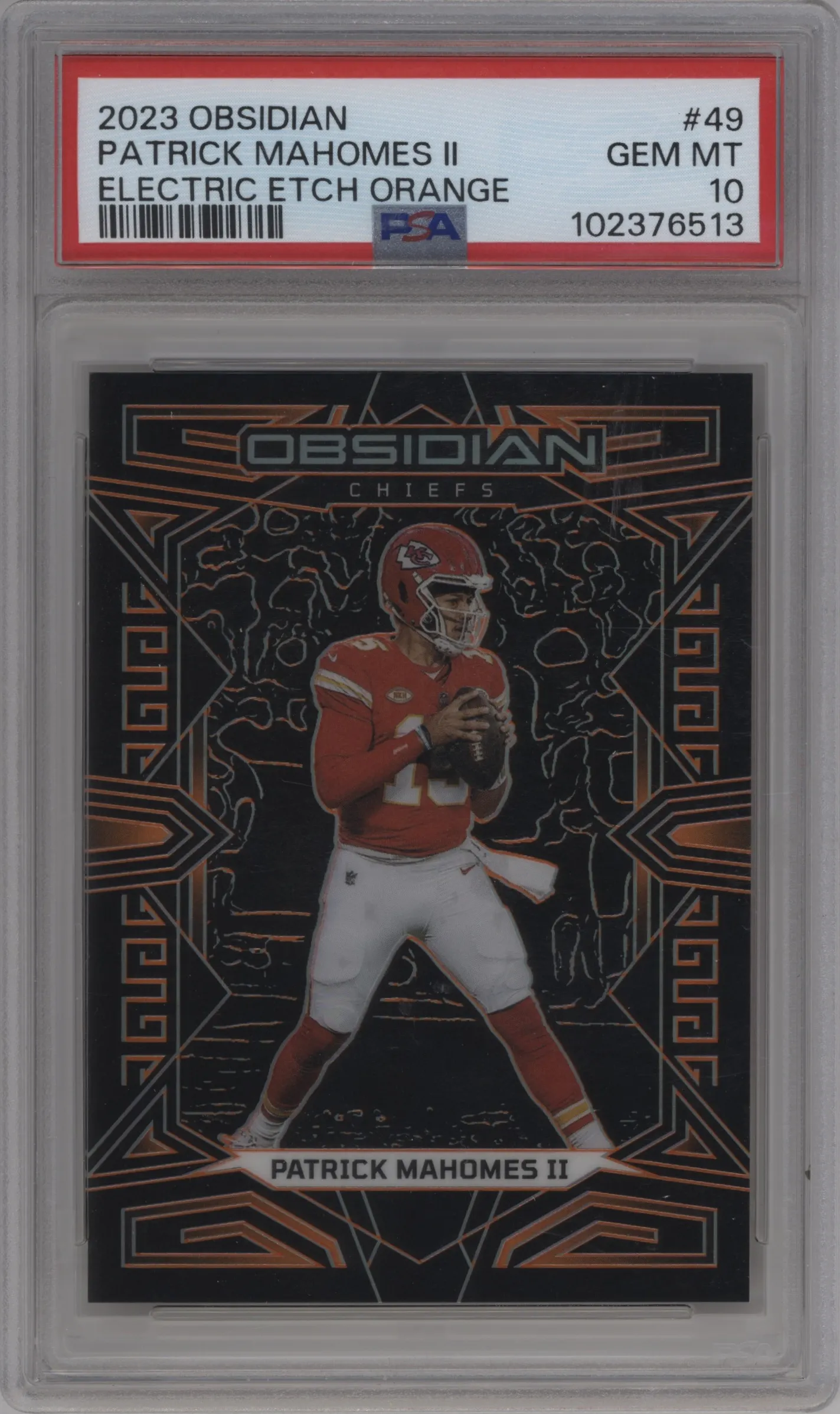 2023 Panini Obsidian Patrick Mahomes II Electric Etch Orange #49 PSA 10