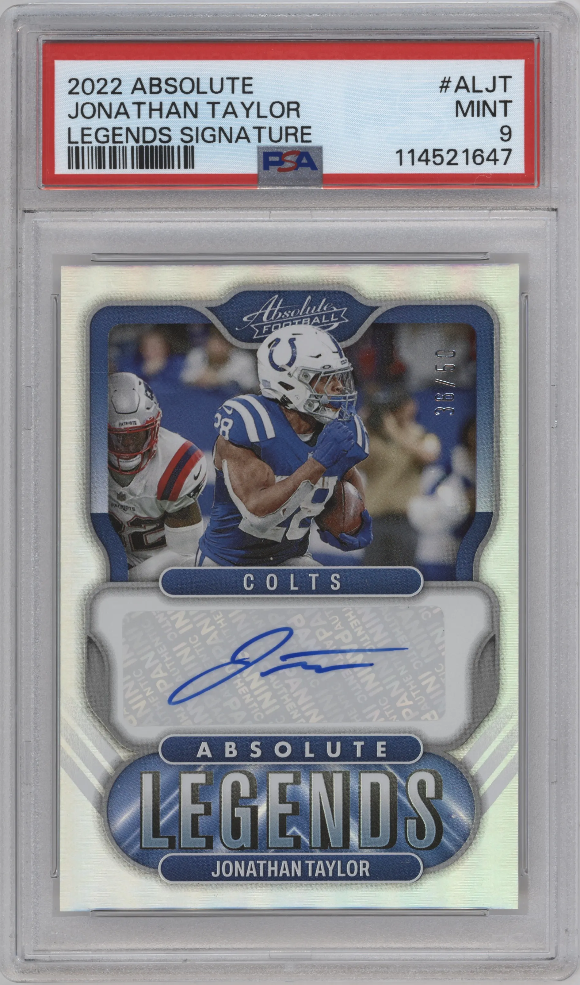 2022 Panini Absolute Legends Sig. Jonathan Taylor PSA 9