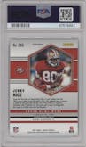 Jerry Rice from the 2021 Panini Mosaic set featuring a Reactive Blue parallel graded by PSA and given an overall grade of 10.