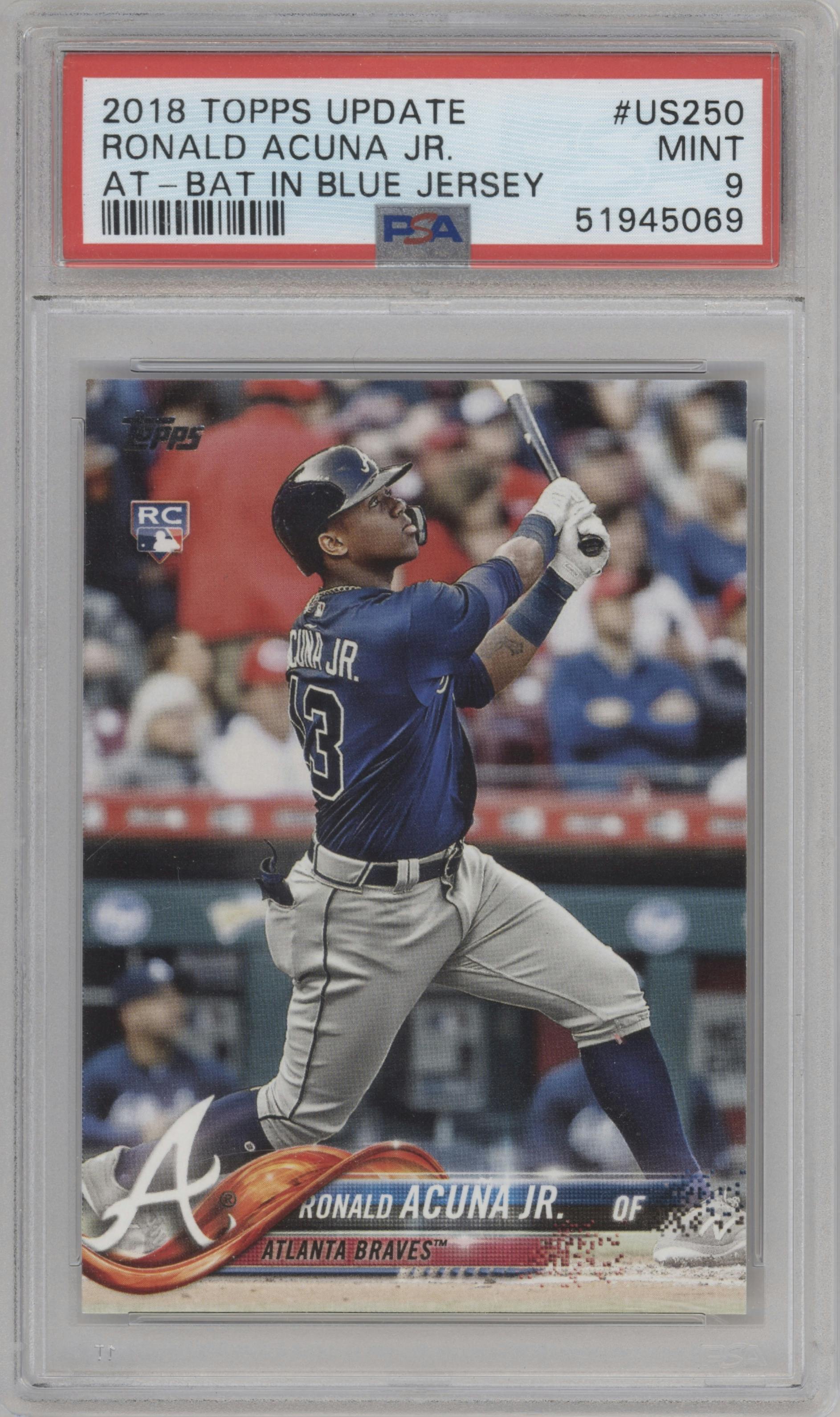 Ronald Acuna Jr. from the 2018 Topps Update set graded by PSA and given an overall grade of 9.