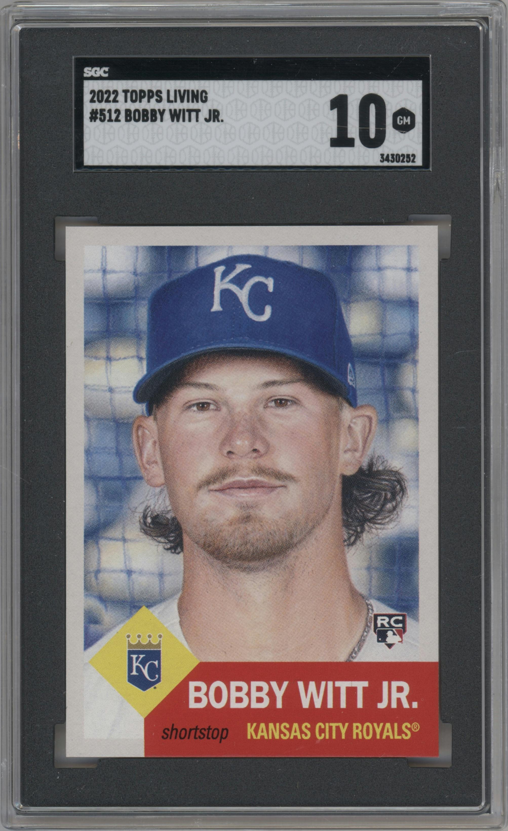 Bobby Witt Jr. from the Ultimate Topps Living Set   set graded by SGC and given an overall grade of 10.