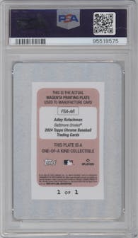 Adley Rutschman from the 2024 Topps Chrome set featuring a Printing Plate Magenta parallel graded by PSA.