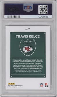 Travis Kelce from the 2024 Donruss set graded by PSA and given an overall grade of 9.