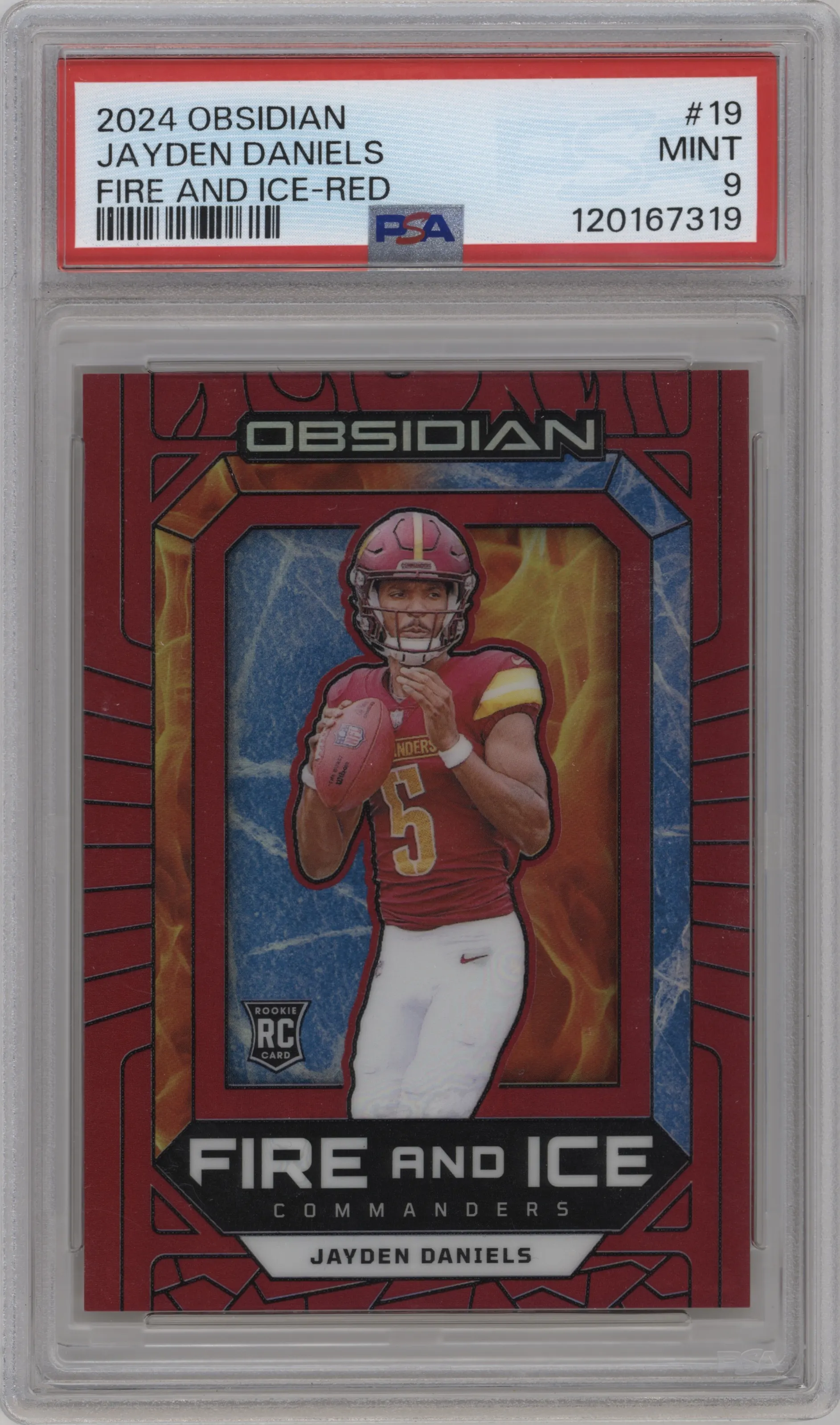 2024 Panini Obsidian Fire and Ice Jayden Daniels Red PSA 9