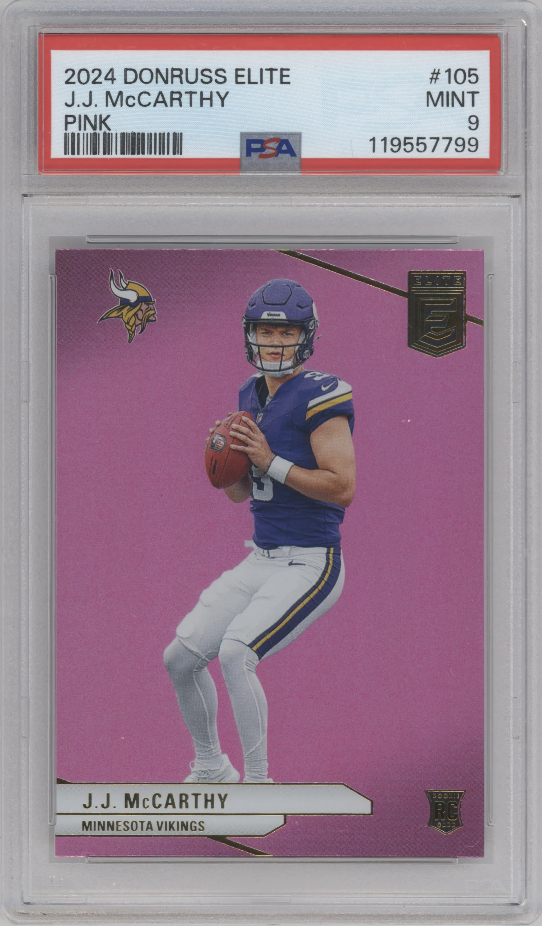 2024 Panini Donruss Elite J.J. McCarthy Pink #105 PSA 9
