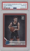 Tyler Herro from the 2019-20 Panini Donruss Optic set featuring a Red parallel graded by PSA and given an overall grade of 10.