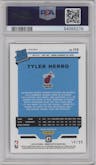 Tyler Herro from the 2019-20 Panini Donruss Optic set featuring a Red parallel graded by PSA and given an overall grade of 10.
