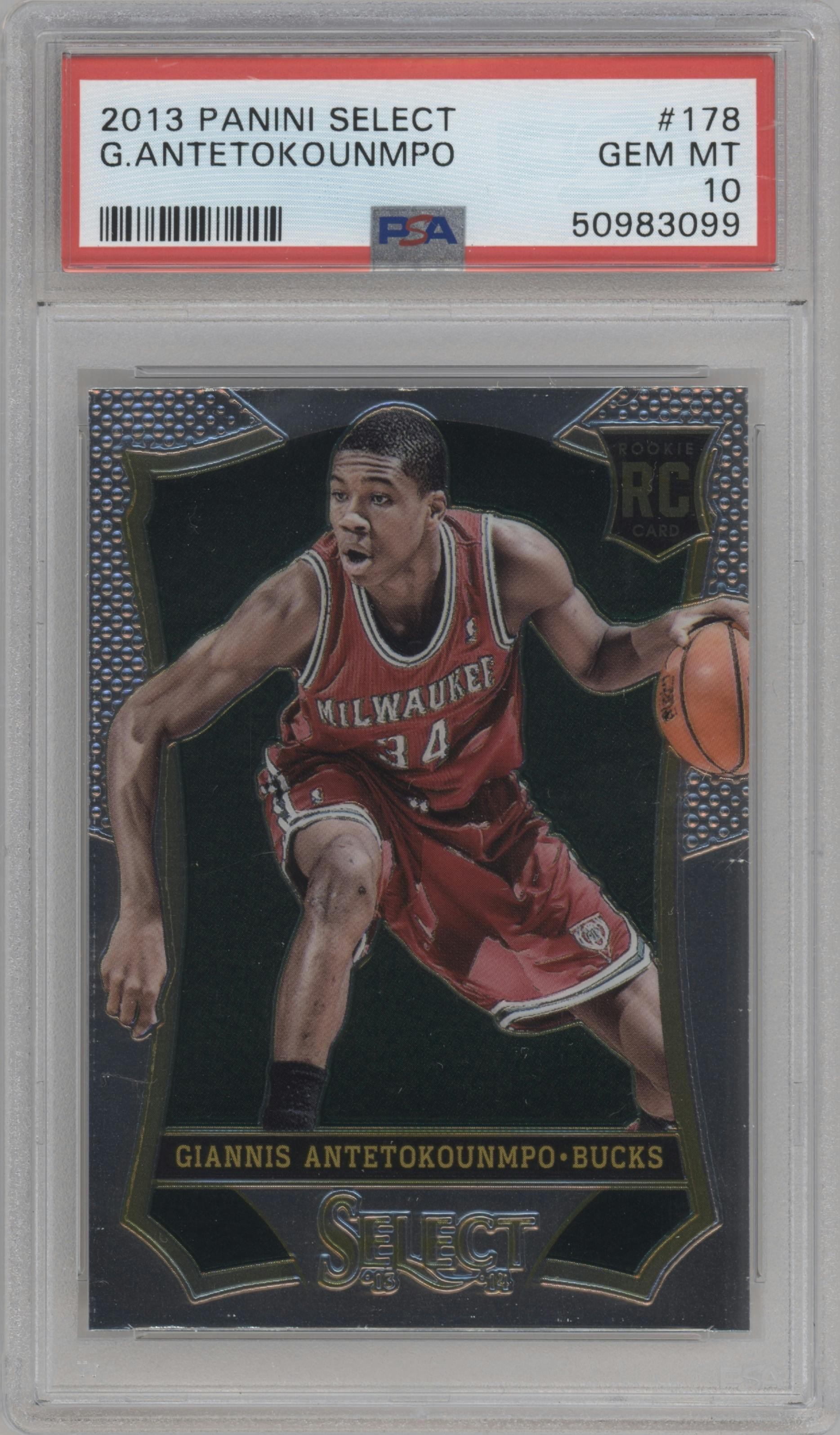 Giannis Antetokounmpo from the 2013-14 Panini Select set graded by PSA and given an overall grade of 10.