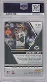 Jordan Love from the 2020 Panini Mosaic set featuring a Green Mosaic parallel graded by PSA and given an overall grade of 9.