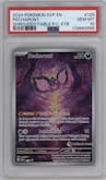Pecharunt from the 2024 Pokemon SV set featuring a Shrouded Fable Pokemon Center Elite Trainer Box parallel graded by PSA and given an overall grade of 10.