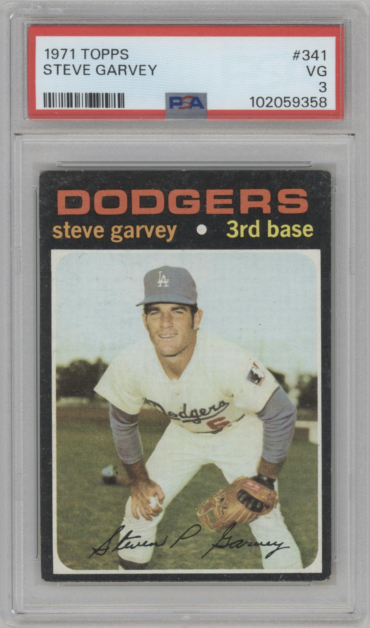 Steve Garvey from the 1971 Topps set graded by PSA and given an overall grade of 3.