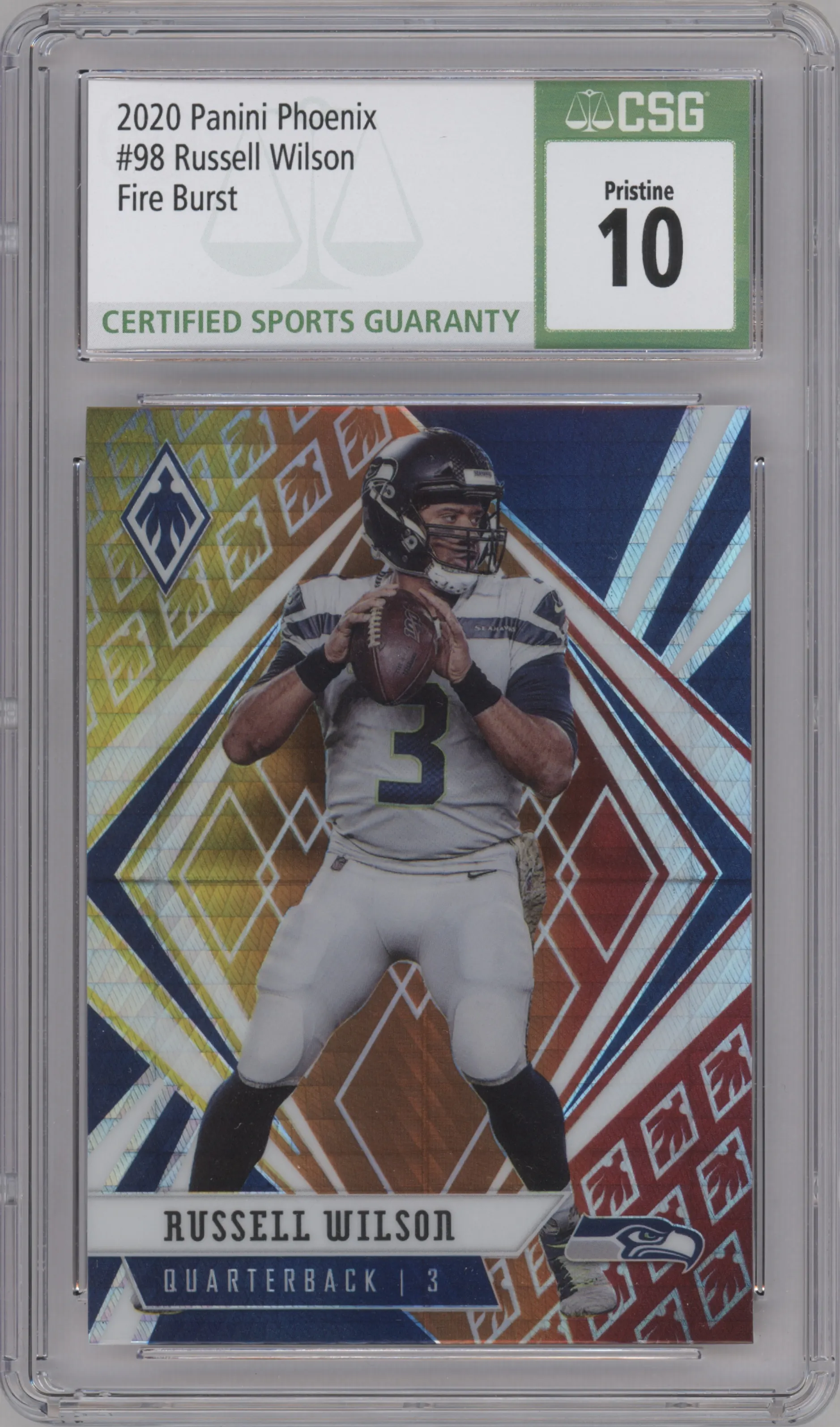 2020 Panini Phoenix Russell Wilson Fire Burst CGC 10