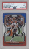Joe Burrow from the 2020 Panini Prizm set featuring a Red/White/Blue Prizm parallel graded by PSA and given an overall grade of 9.