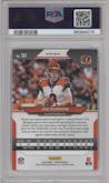 Joe Burrow from the 2020 Panini Prizm set featuring a Red/White/Blue Prizm parallel graded by PSA and given an overall grade of 9.