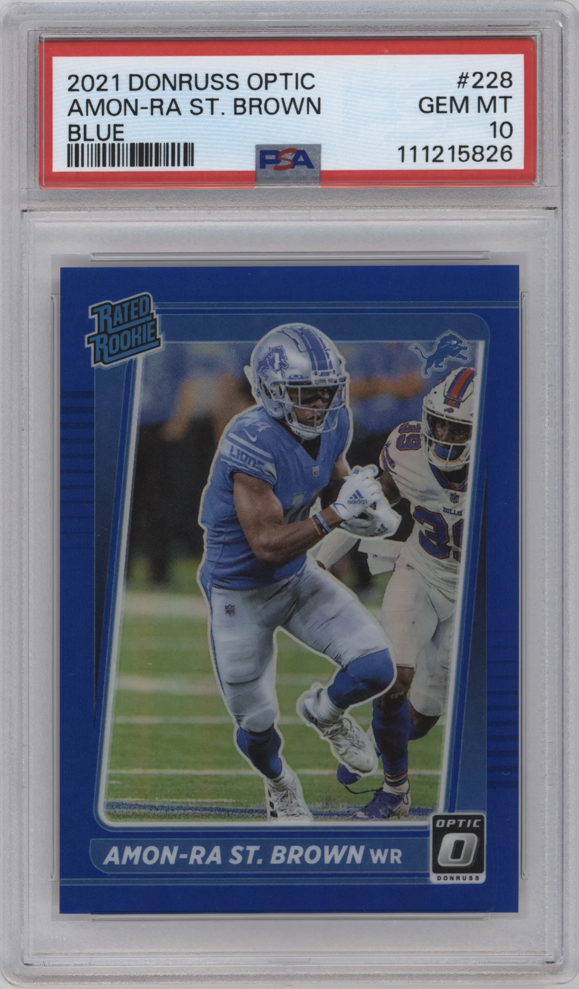 2021 Panini Donruss Optic Rated Rookie Amon-Ra St. Brown Blue #228 PSA 10