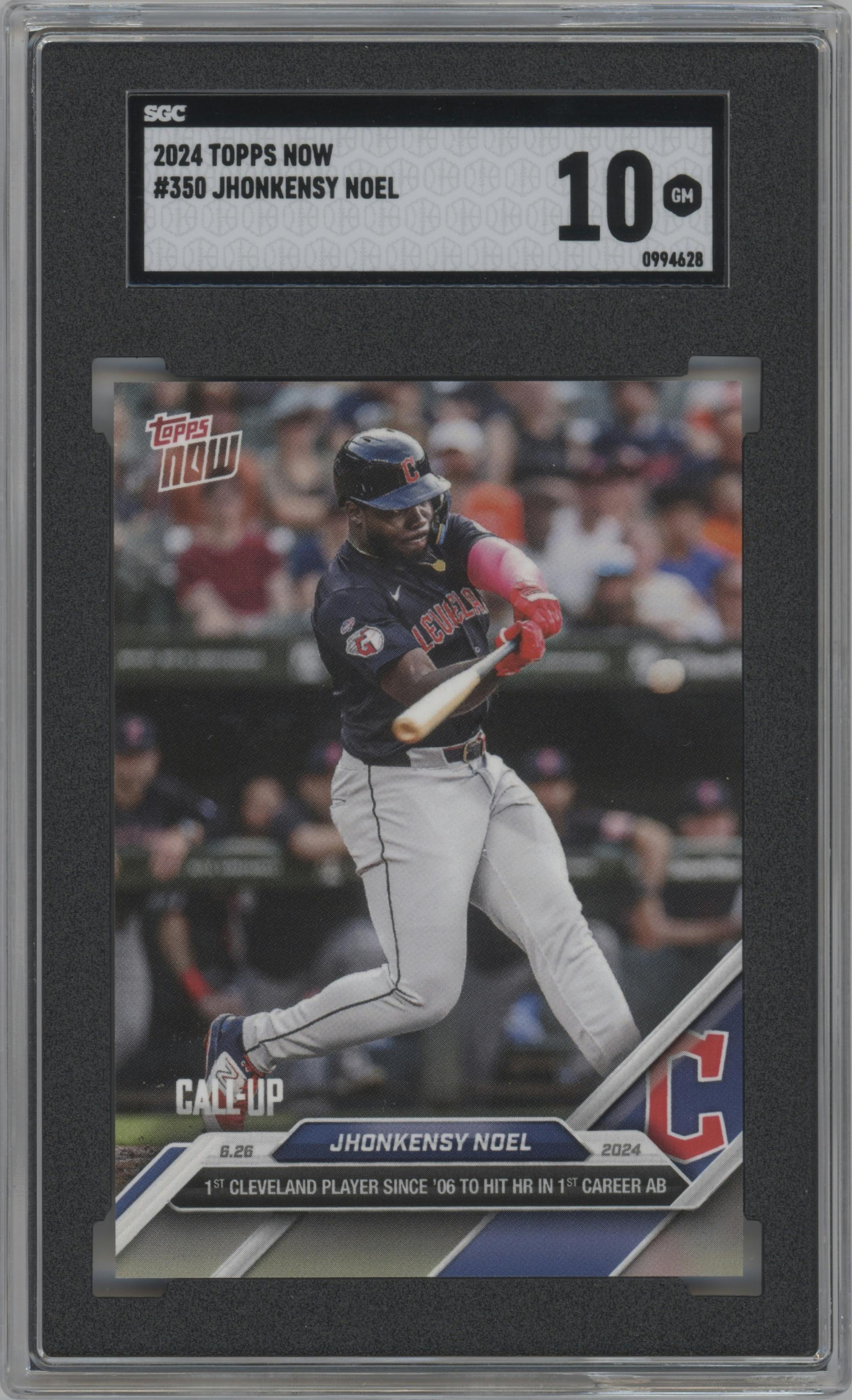 Jhonkensy Noel from the 2024 Topps Now set graded by SGC and given an overall grade of 10.