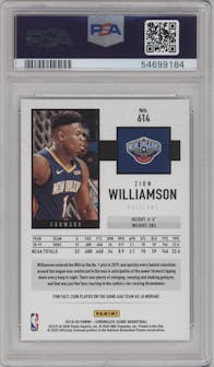 Zion Williamson from the 2019-20 Panini Chronicles  set graded by PSA and given an overall grade of 10.