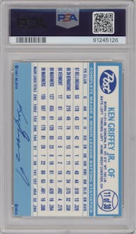 Ken Griffey Jr. from the 1991 Post Cereal set graded by PSA and given an overall grade of 9.