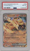 Charizard EX from the 2023 Pokemon SV set graded by PSA and given an overall grade of 8.