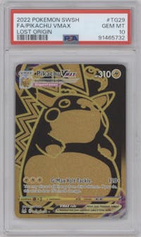 Pikachu VMAX  from the 2022 Pokemon SWSH set graded by PSA and given an overall grade of 10.