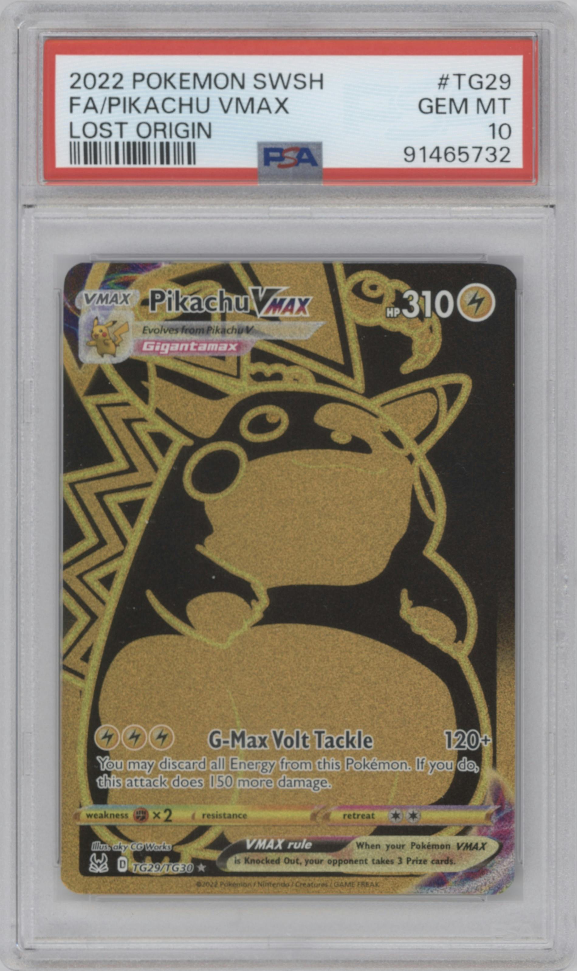 Pikachu VMAX  from the 2022 Pokemon SWSH set graded by PSA and given an overall grade of 10.